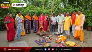 मानगो में पंचमुखी हनुमान मंदिर निर्माण के लिए आयोजित भूमि पूजन समारोह
