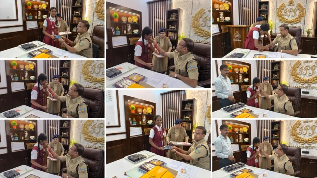 जमशेदपुर में छात्राओं ने एसएसपी डॉ. ऐहतेशाम वकारिब को राखी बांधी